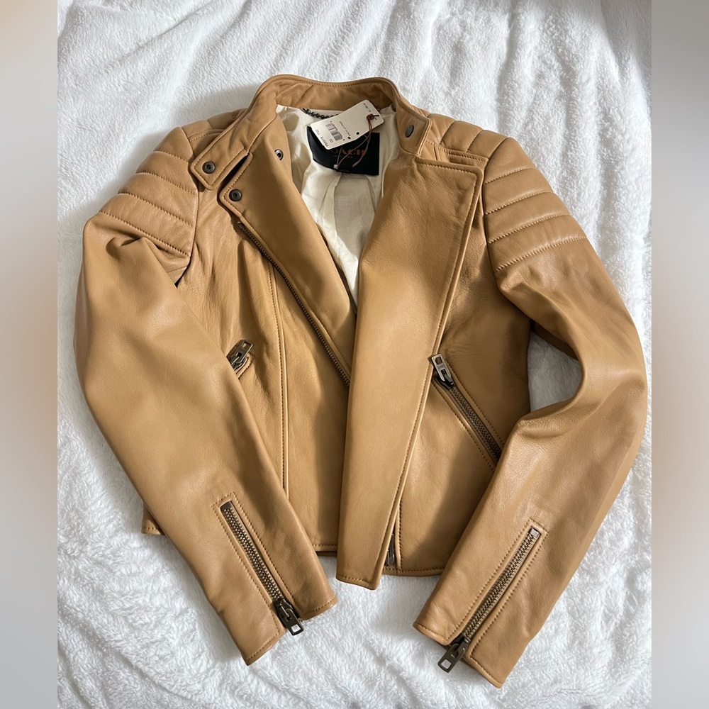 Tan Sheep Leather Coach Jacket